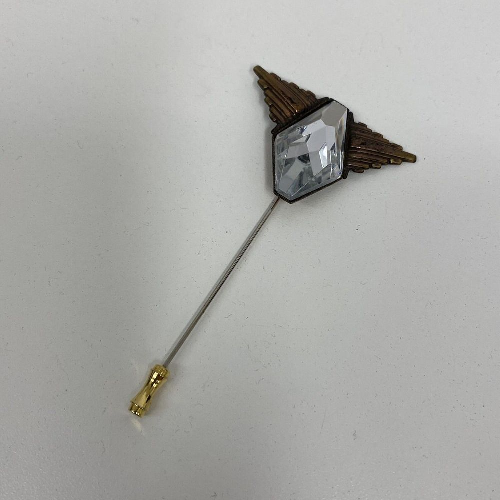 Vintage Ermani Bulatti Pin Deco Style Long‎ 3 1/2" by 1 7/8"